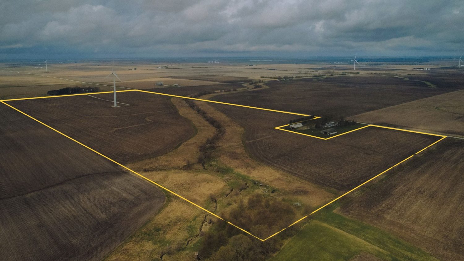 indiana illinois farm with wind turbine for sale